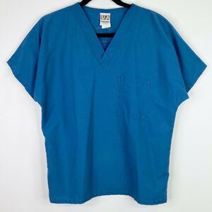 Uniform Advantage UA Scrubs Solid Blue Scrub Top Shirt Size XS